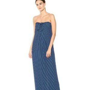 HALSTON Heritage strapless tie-front striped crepe gown